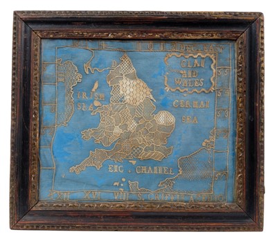 Lot 825 - Rare 18th century lacework map sampler