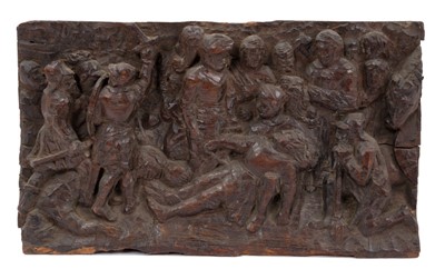 Lot 833 - Early carved oak panel