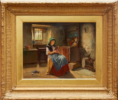 Lot 1335 - Haynes King (1831-1904) - Girl Reading oil on canvas