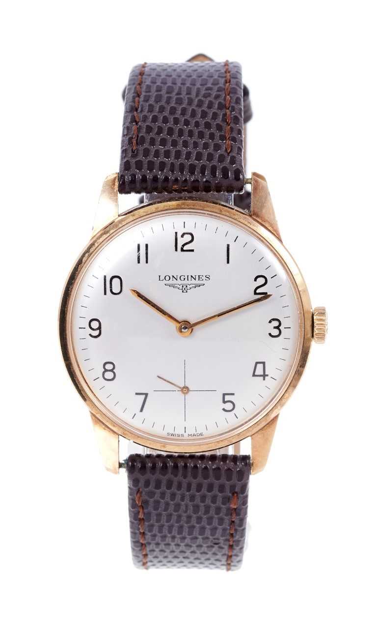 Lot 730 - Gent's 9ct gold Longines wristwatch with Longines 6922 calibre movement numbered 51725467