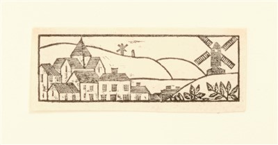 Lot 1130 - Eric Gill (1882-1940) wood engraving, View of Ditchling, 1918, (Skelton P138), 5.8 x 1.8cm.