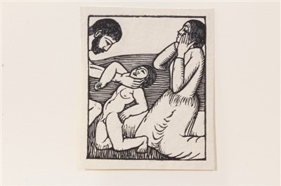 Lot 1134 - Eric Gill (1882-1940) wood engraving, Slaughter of the innocents,1914, (Skelton P18), 5.8 x 4.3cm