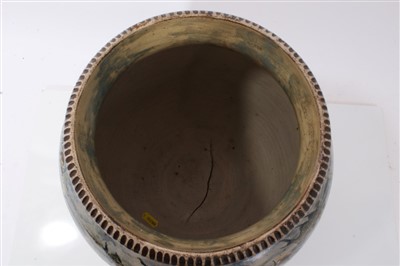 Lot 306 - Late Victorian Martin Brothers salt glazed stoneware baluster marine vase, 30cm high
