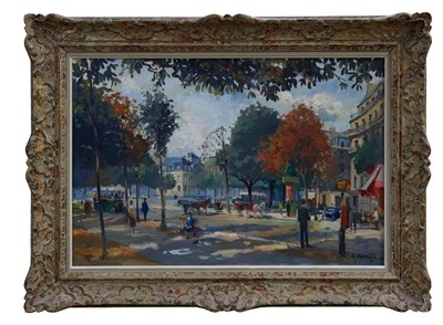 Lot 1105 - Constantin Kluge (1912-2003) oil on canvas - Le Rond Point, signed, in carved wood frame, 60cm x 90cm Provenance: Frost & Reed