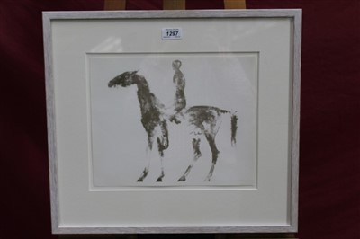 Lot 1297 - Dame Elisabeth Frink (1930-1993) lithograph - Horse and Rider, in glazed frame, 26cm x 32cm