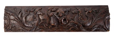 Lot 843 - 17th century carved oak frieze element