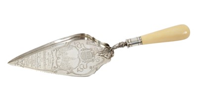 Lot 110 - Fine Victorian silver presentation trowel of Colchester importance, Mappin & Webb, Sheffield 1898