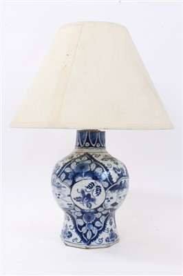 Lot 853 - 18th century Dutch delft vase converted to a lamp