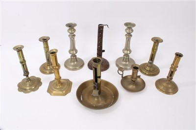Lot 856 - Pair of 18th century paktong candlesticks