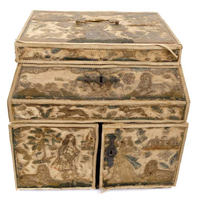 Lot 860 - Rare 17th century embroidered work box