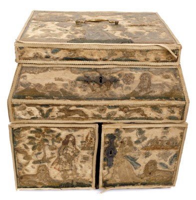 Lot 860 - Rare 17th century embroidered work box