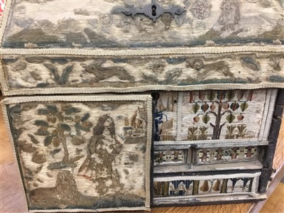 Lot 860 - Rare 17th century embroidered work box