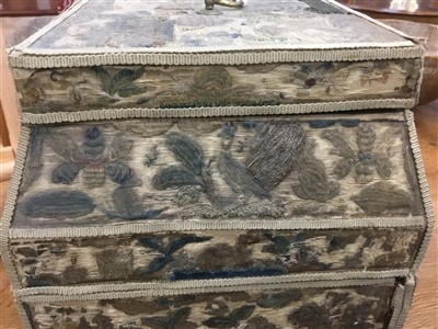 Lot 860 - Rare 17th century embroidered work box