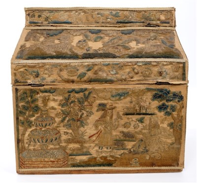 Lot 860 - Rare 17th century embroidered work box