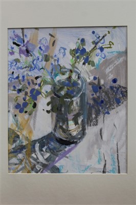 Lot 1143 - *Irene Lesley Hope Main (b.1959) oil on board - still life of flowers, two similar oils on card