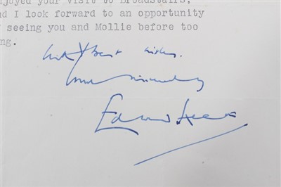 Lot 157 - Edward Heath letter