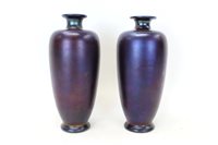 Lot 2037 - Pair of Loetz-style purple iridescent glass...