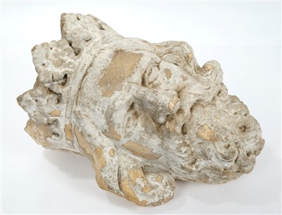 Lot 1020 - Carved stone head - possibly depicting Edward the Confessor
