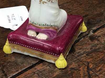 Lot 234 - Early 19th cent Barr & Barr porcelain figure, Minton figure, miniature jug / basin, Meissen slipper