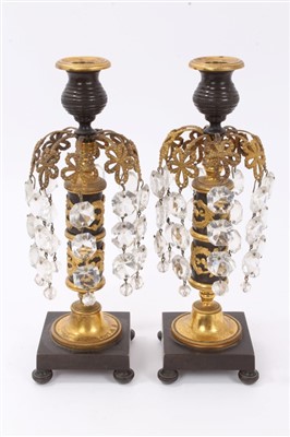 Lot 1046 - Pair of 19th century Continental bronze and ormolu lustres