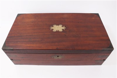 Lot 615 - Good Regency mahogany and brass bound writing slope