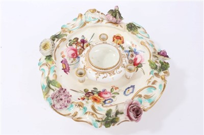 Lot 187 - Victorian Coalbrookdale flower encrusted inkwell, 16cm diameter
