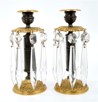 Lot 1054 - Pair of 19th century bronze and ormolu lustres