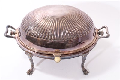 Lot 392 - Late 19th / early 20th century silver plated revolving breakfast dish