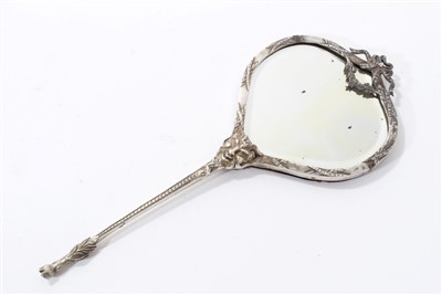 Lot 393 - Unusual early 19th century French silver hand mirror of heart-shaped form