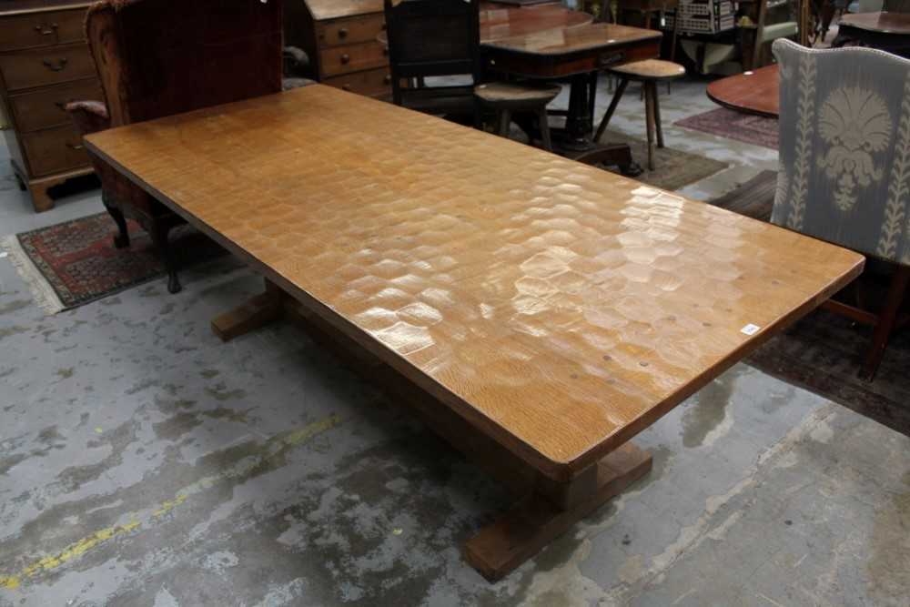 Lot 1364 - Impressive Robert ‘Mouseman’ Thompson oak refectory table