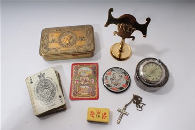 Lot 51 - HMS King George V brass officers' mess menu holder, First World War Princess Mary gift tin