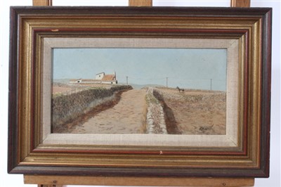 Lot 1165 - Ken Turner (b1926) oil on board - House and Mule In Majorca’s, signed  12 x 23cm