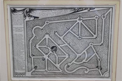 Lot 1170 - Gabrielle Pereile (1604-1677) set of four engravings for  formal gardenas, presented in two frames