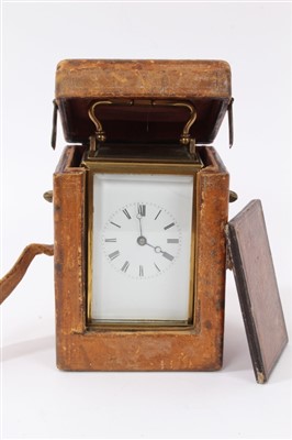 Lot 1253 - Mid-19th century carriage clock with eight day timepiece movement and lever escapement