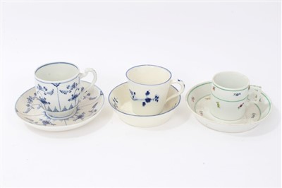 Lot 147 - Late 18th C. French Chantilly coffee cup/saucer, Tournai cup/saucer, Vienna can/saucer