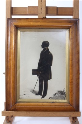 Lot 1097 - W. Frith, early Victorian watercolour silhouette - Mr Thomson of Banchory House, Aberdeen, signed and dated 1843, in glazed maple frame, 26cm x 18cm