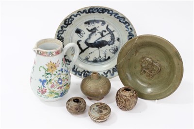 Lot 178 - 18th century Chinese famille rose sparrow-beak jug and other early Chinese ceramics
