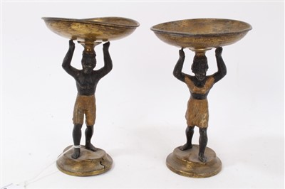 Lot 591 - Pair 19th century bronzed and gilt metal Negro figure tazza