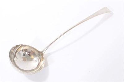 Lot 242 - George III silver Old English pattern soup ladle