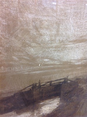 Lot 1173 - Leonard Squirrell (1893-1971) chalk and charcoal, Moonlit scene, inscribed with dedication to C Baskett 
 N.B. Baskett was etching Master at Ipswich School of Art