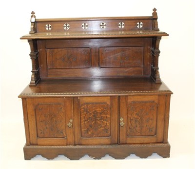 Lot 1350 - Victorian gothic oak sideboard