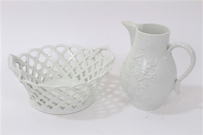 Lot 72 - 18th century Marcolini Meissen white glazed jug and Berlin blanc-de-chine nut basket