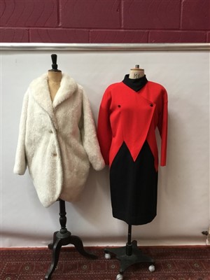 Lot 3072 - 1960s Space Age fashion by designer Courreges.  White and silver faux fur coat.