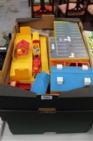 Lot 2895 - Two boxes of vintage Meccano, Meccano train...