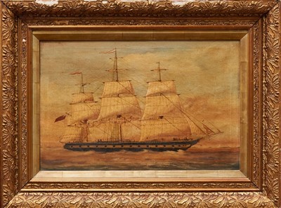 Lot 1067 - Pair of late 19th century oil on canvas ship portraits