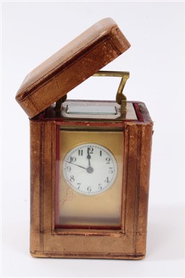 Lot 1256 - Late 19th / early 20th century carriage clock with eight day timepiece movement