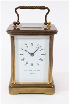 Lot 1257 - Contemporary carriage clock with eight day timepiece movement, by Matthew Norman, London