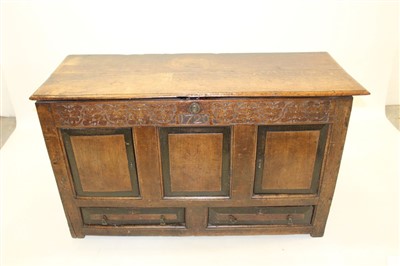 Lot 1331 - Early 18th century oak mule chest, dated 1720