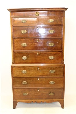 Lot 1323 - George III mahogany chest on chest