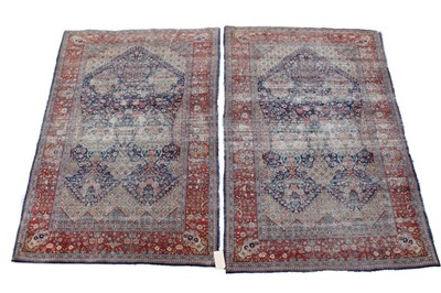 Lot 1476 - Good pair of antique Kashan rugs